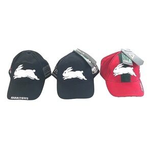 Lot of 3 South Sydney Rabbitohs NRL Hats Black Red 2011 Member New w/ Tags & LN